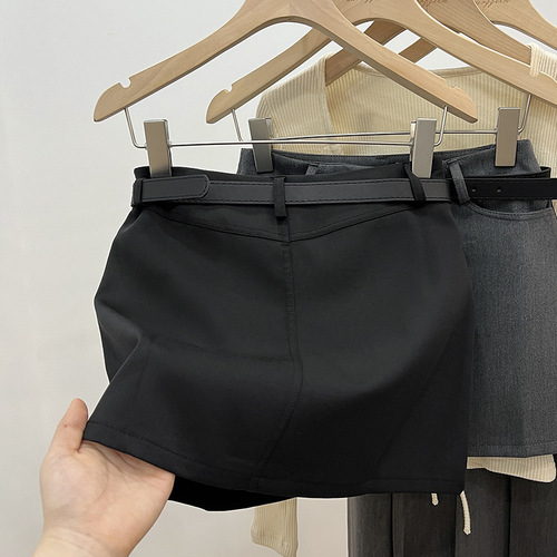 Grey suit short skirt for women in spring and summer, hot girl sleeveless dress, petite high-waisted slimming temperament A-line half-body