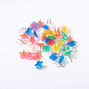 Source manufacturers transparent color five-pointed star I-nails 100 boxed creative special-shaped pushpins office stationery