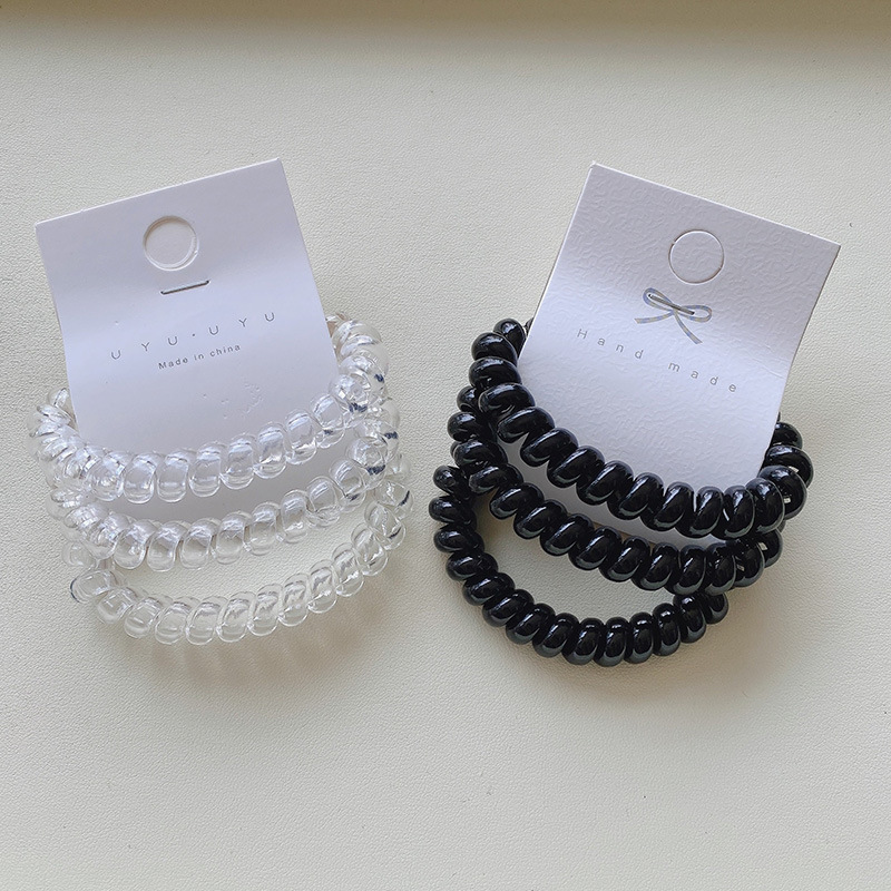 3 종 세트 큰 원형 젤리 전화선 헤어 링 세트 패션 헤어 밴드 밝고 간단한 투명 헤어 로프 여성