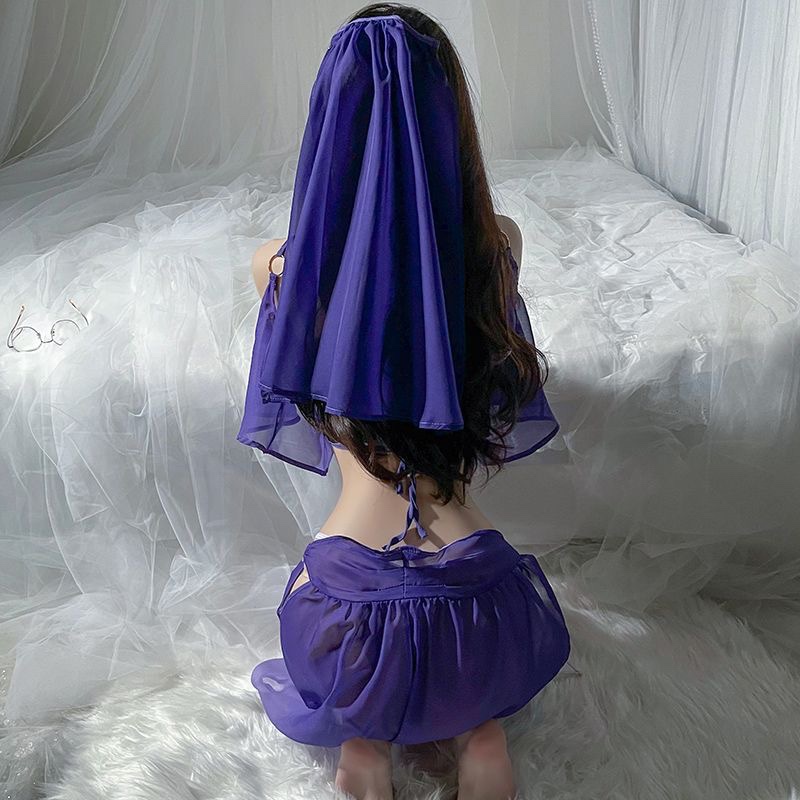 Zixia Fairy Hanfu-Inspired Lace Babydoll Set with Veil, Tube Top, Dress and Panties — detail image 11