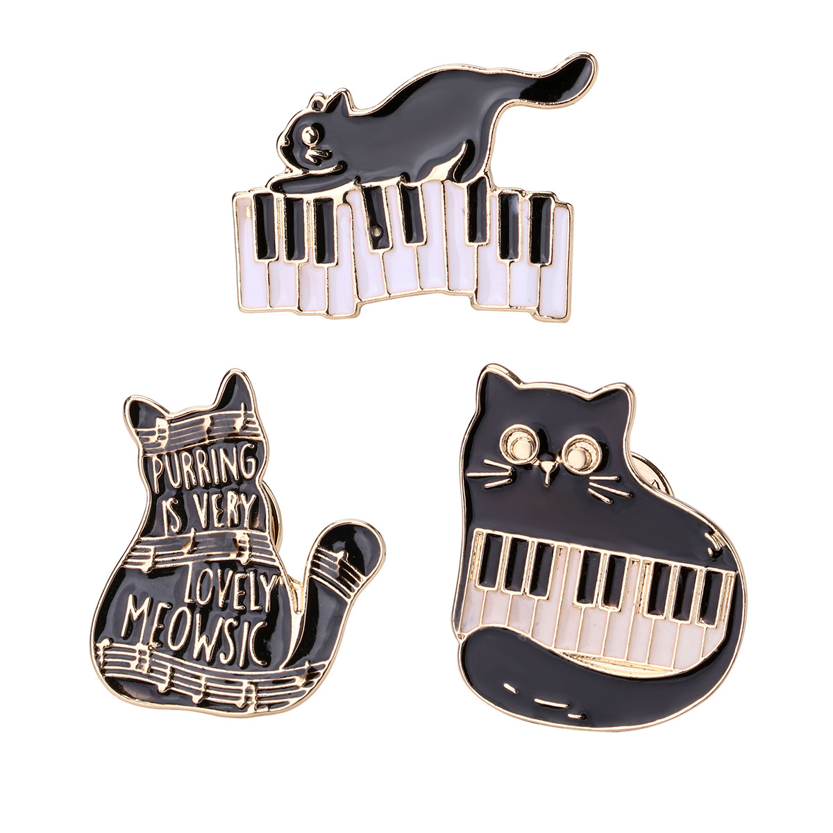 Alloy Material Cute Pin Letter Cat Pano Keys Alloy Enamel Unisex Brooches