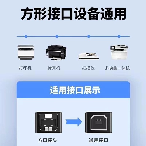 USB printing cable black pure copper square port high-speed 2.0 data 1.5 meters 3 meters 5 meters with magnetic ring with colorful packaging