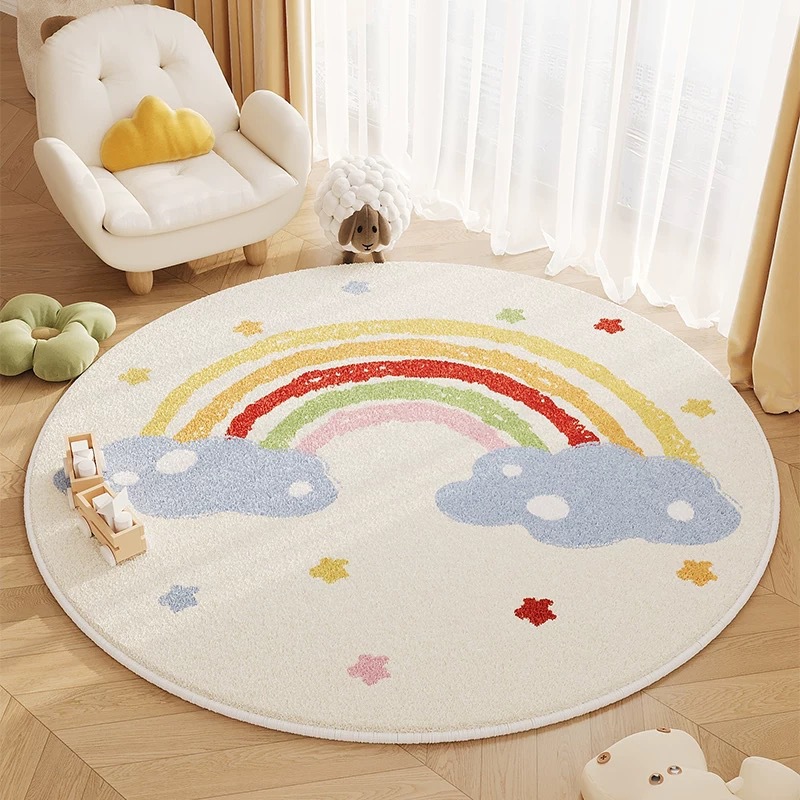 Alfombra de alta densidad de cachemira redonda moderna y simple para la sala de estar de la casa, silla de computadora, alfombra de cama del dormitorio