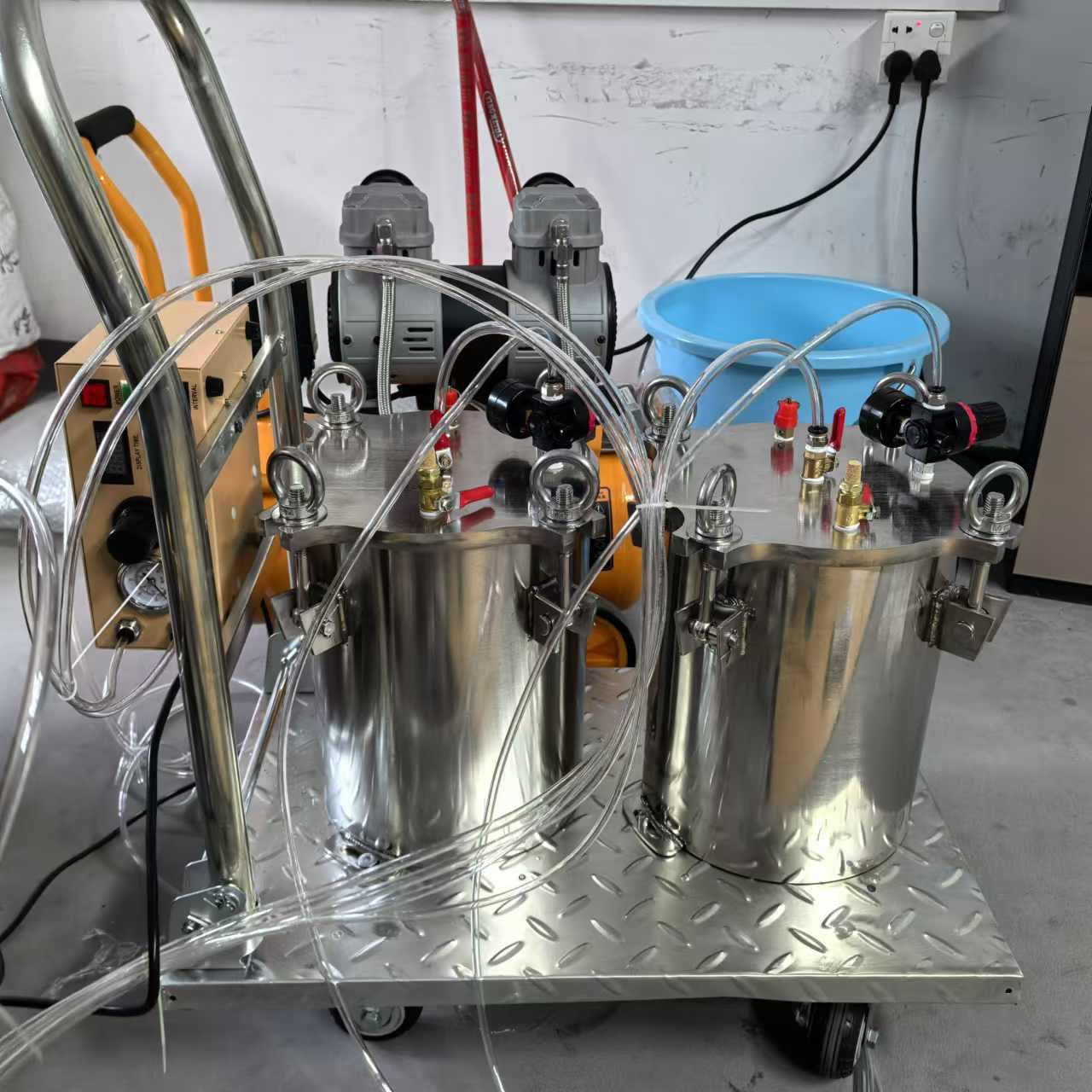 AB胶灌胶机带拉车环氧树脂双组份点胶机整套双液灌胶机超便宜一套