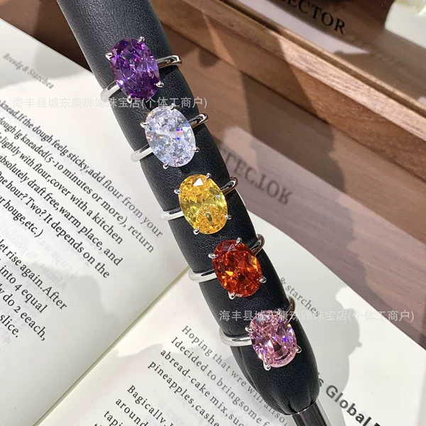 New cross-border large-carat pigeon egg imitation diamond ring for women, luxurious full-diamond elegant luxury ring wholesale