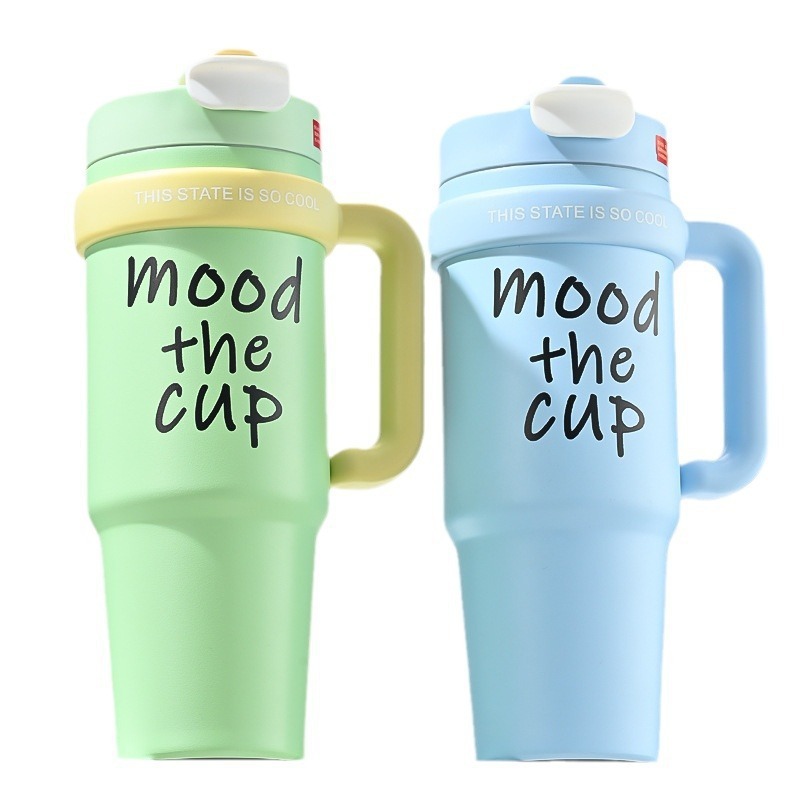 Ins macarón doble bebida letras taza de hielo Big Mac taza de aislamiento de gran capacidad portátil acompañante taza de automóvil