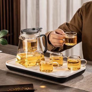 Wholesale In-Stock Elegant Tea Infuser Teapot with Filter for Home Use, Tea Water Separation Tea Set, Glass Tea Brewing Cup