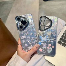 适用X300 Y500 闪粉羽纱卡通壳 Y37爆款电镀可爱手机壳带镜头膜