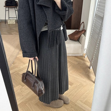 版型超正！加厚针织百褶裙女2025秋冬新款韩系百搭显瘦半身裙子潮