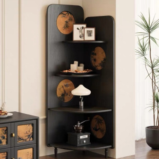 French Antique Corner Cabinet Solid Wood Living Room Retro Style Corner Fragrant Cloud Yarn Triangle Storage Rack Corner Bedroom Storage