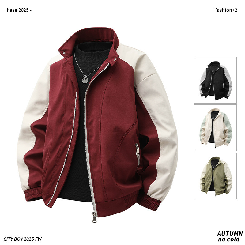 Spring and Autumn New Style Jacket Men's Top Loose Vertical Collar Fashionable Windbreaker Men's Casual Men's Jacket Motorcycle Work Jacket Spring and Autumn New Style Jacket Men's Top Loose Vertical Collar Fashionable Windbreaker Men's Casual Men's Jacket Motorcycle Work Jacket