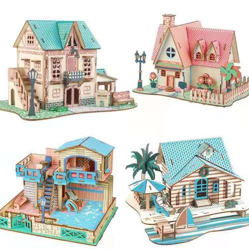 Children's intelligence development wooden puzzle 3D wooden puzzle suitable for park night market square stall