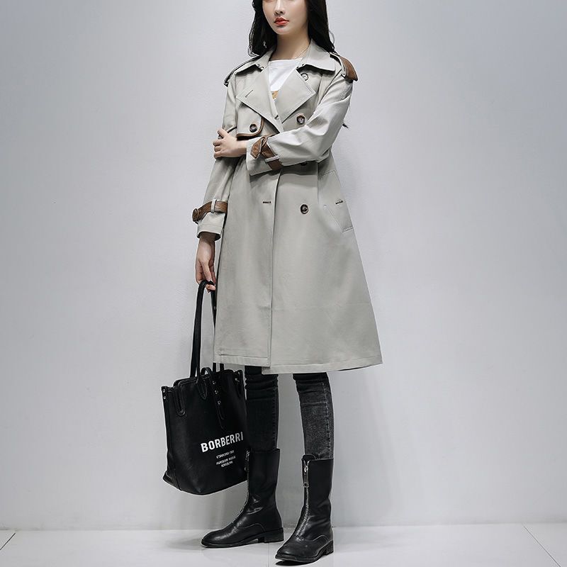 专柜风衣女2025新款修身气质感中长款过膝英伦风大衣潮|undefined