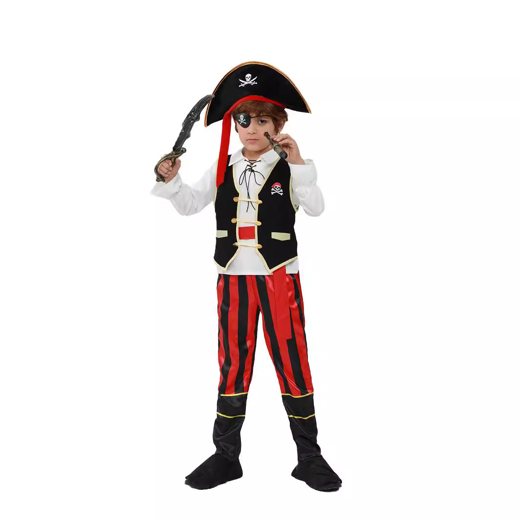 儿童海盗服装演出服加勒比海盗 杰克船长cosplay角色扮演男孩女孩