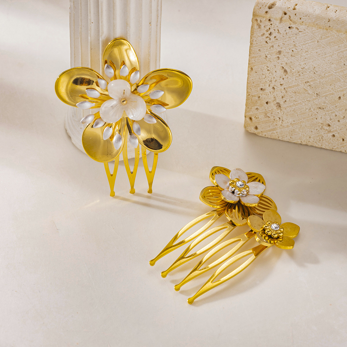 Tena Horquilla de acero inoxidable europea y americana, flor de planta de alta calidad femenina, horquilla de acero de titanio, joyería de explosión transfronteriza al por mayor