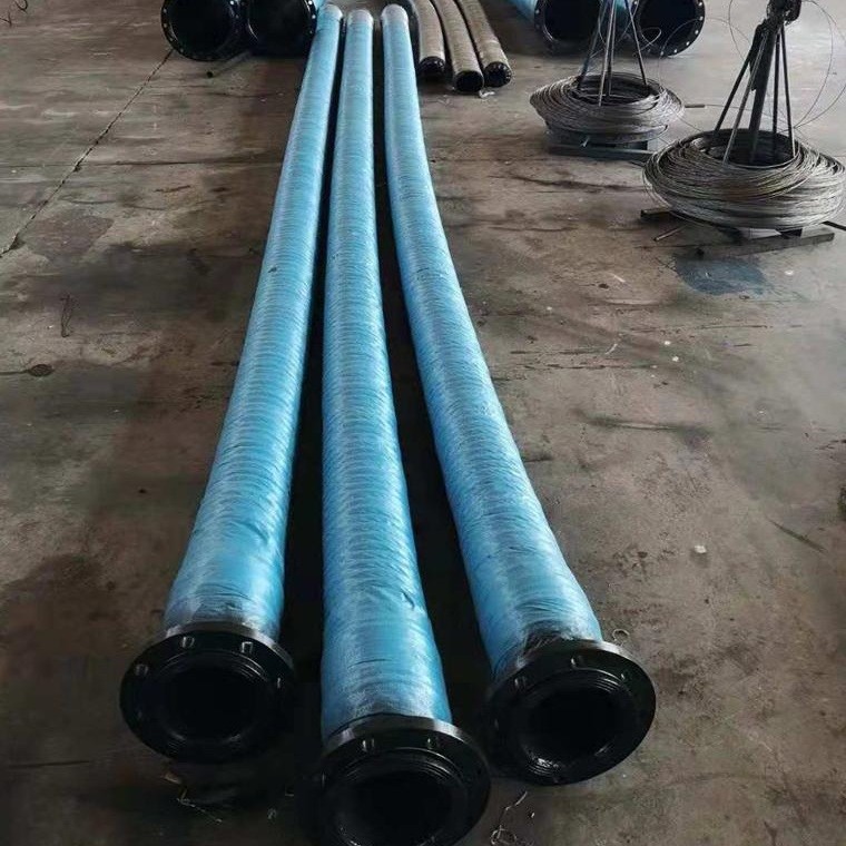 厂家供应水泵配套钢丝软管法兰式吸水胶管