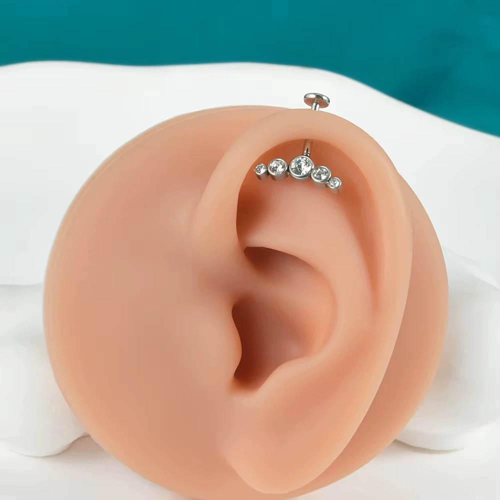 Earrings with zircon, lip piercing, accessory, 5 pieces