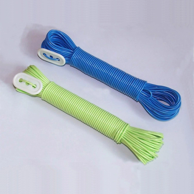 В наличии трансграничная стальная проволока 3 мм 20m ПВХ бельевая веревка прозрачная зеленая синяя многоцветная различные стили настраиваемые