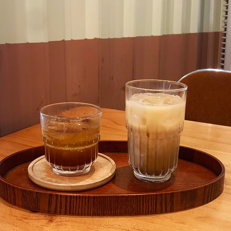 Taza de vidrio resistente al calor taza de café helado taza de bebida taza de soda taza de agua burbujeante taza de jugo de frutas taza de vidrio apilada