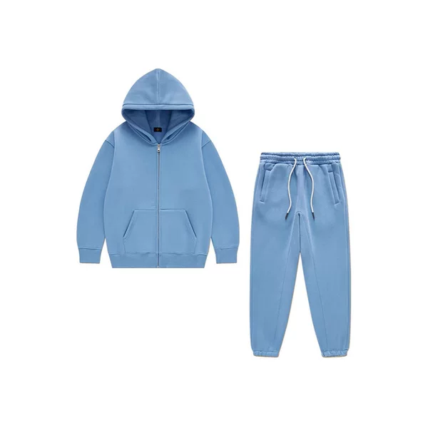 Cross-Border 2026 Unisex Solid Color Sports Suit Fleece Hooded Sweatshirt Casual Sweatpants Two-Piece Set in Stock