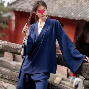 Wudang Mountain Clothing, Wudang Wang's Same Style Clothing, Chinese Style Robe with Wide Sleeves and Short Robe under the Guise of a Strange Person
