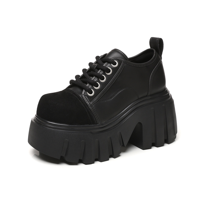 Giày loafer nữ đế xuồng platform tăng chiều cao 9 cm — màu nâu
