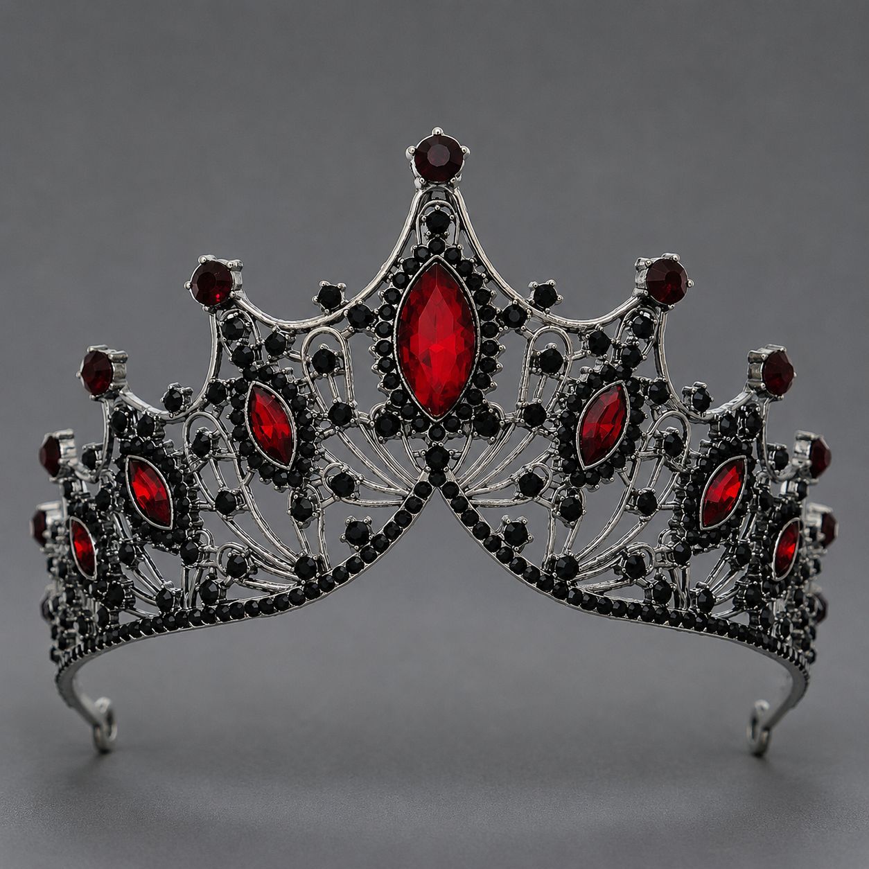 Corona Barroca Retro con Cristales Rojos de Aleación y Cristal Rojo, Acabado galvanizado, para desfiles, bodas y fiestas image 15