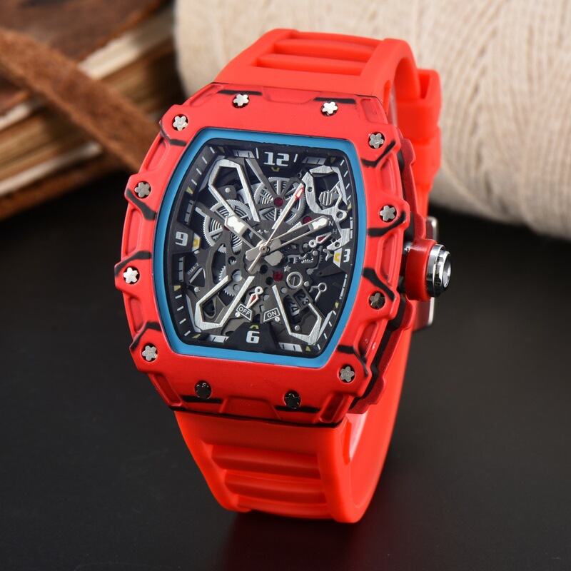 Factory in stock wholesale cross-border foreign trade wine barrel Richard carbon fiber hollow fashion quartz watch men Factory in stock wholesale cross-border foreign trade wine barrel Richard carbon fiber hollow fashion quartz watch men