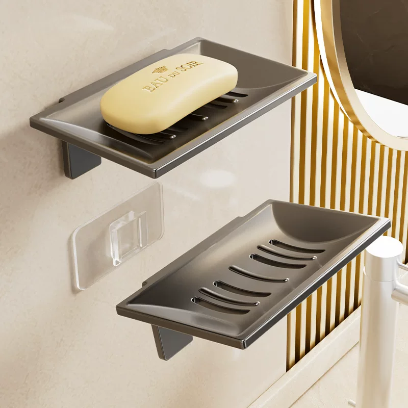 Patch soap box wall-mounted wall-free punch-draining soap box bathroom bathroom non-accumulating soap rack net dish