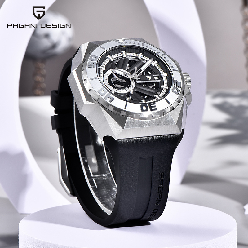 paganidesign reloj de hombre Bergani gran dial reloj mecánico automático caja de acero PD-YS007