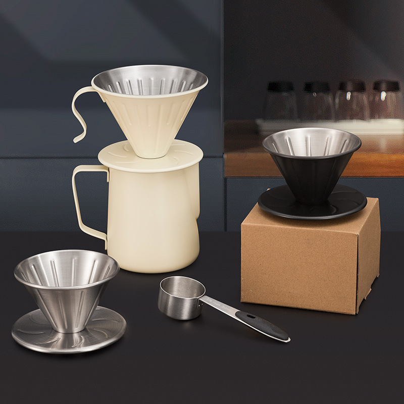 Factory wholesale V60 hand pot filter funnel stainless steel coffee pot funnel coffee filter coffee filter cup