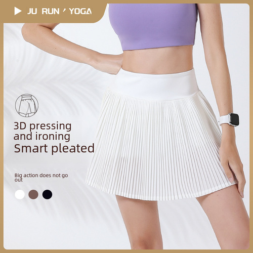 Summer New 3D Pressed Pleated Fitness Tights for Women with Built-in Pockets, Running Training, Quick-Drying Yoga Skirts
