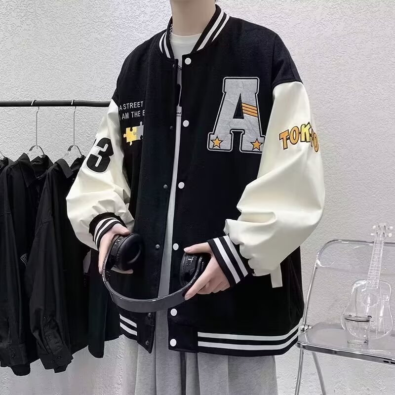 American Style Retro Baseball Suit Jacket Boys 2024 Students Spring and Autumn New High Street Fashionable Loose Casual Jacket