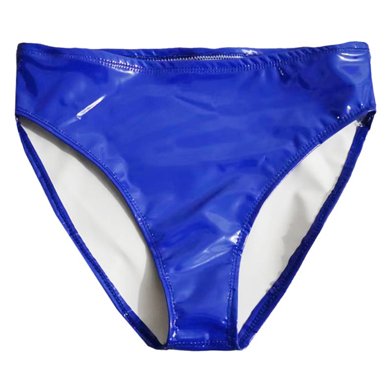 Brillante triángulo pequeño interior europeo y americano transfronterizo ropa de goma de imitación sexy vaina espejo brillante charol cintura alta ropa interior de las mujeres