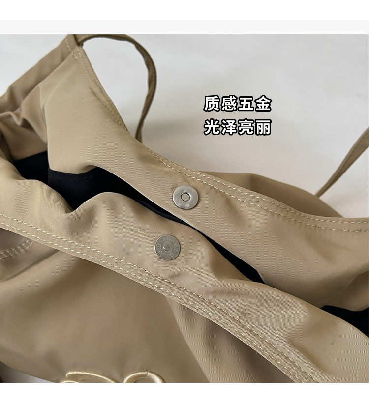 Túi tote nữ vải , túi đeo vai đựng đồ lớn cho sinh viên đi học — màu cà phê, màu kaki, xanh lá cây, đen chi tiết 4