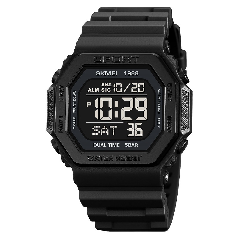 Reloj deportivo Skmei para hombre Reloj electrónico impermeable multifuncional de personalidad cuadrada Reloj electrónico de estudiante para hombre