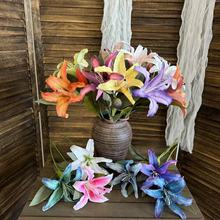 3D打印两头百合仿真花婚礼堂场景布置插花家居装饰客厅餐桌假花