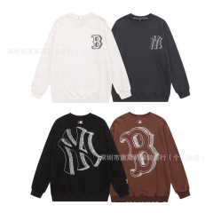 潮牌MLB秋冬老花后背大LOGO印花圆领休闲卫衣NY男女同款运动情侣