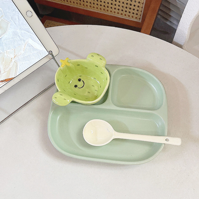 卡通奶油风小猪分餐盘一人食蘸料碗可爱陶瓷火锅沾酱料碟子家用|undefined