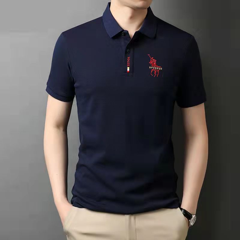 (Soporte de entrega de una pieza) Camiseta de manga corta para hombre de verano solapa más tamaño Polo camisa joven y de mediana edad al por mayor ropa de hombre
