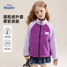 冬季摇粒绒加厚儿童外套高领休闲女童上衣童装中大童拼色衣服批发