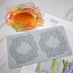 精藝 新款樹葉花環翻糖蕾絲墊蛋糕裝飾巧克力硅膠模具烘培印花墊