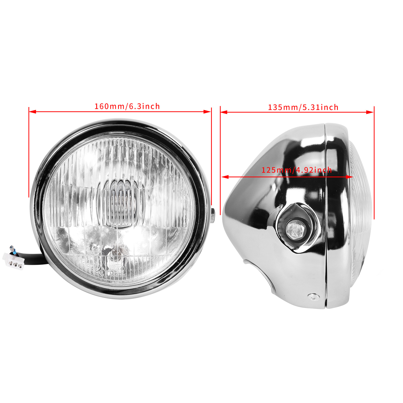 Modified Retro Headlight GN125 Retro Black Shell Round Headlight