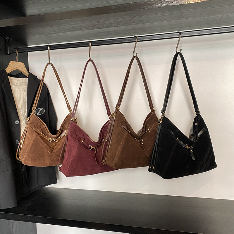 Suede Retro Minimalist Tote Bag - Large Capacity Multifunctional Backpack For Women, Commuting & Campus - Thumbnail 4