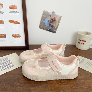 Pink Hollow Sneakers for Women, Cute and Cute Summer New Chic Niche Korean Style Velcro Versatile Breathable White Shoes