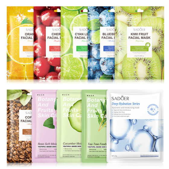Full English facial mask SADOER plant fruit facial mask piece set cross-border foreign trade live broadcast skin care products factory wholesale