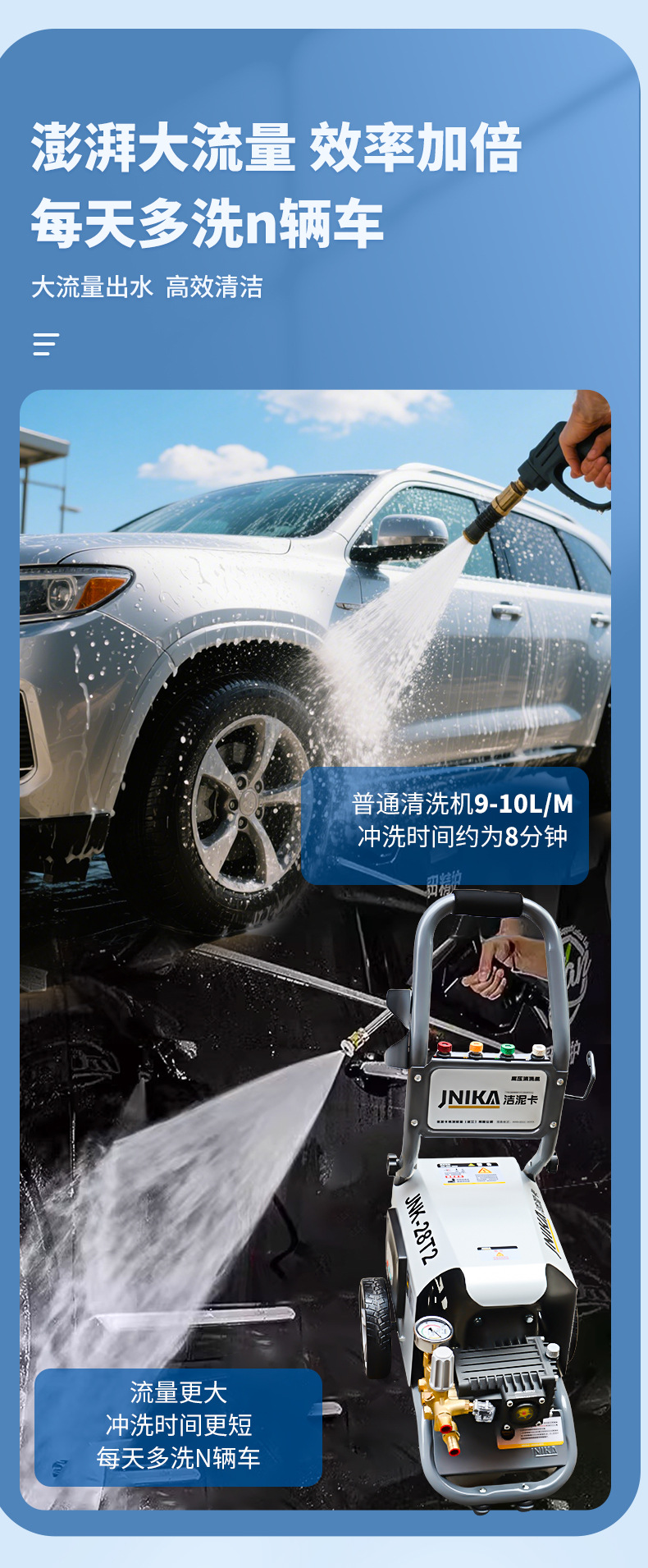 Warrior Car Wash Machine Mud Cleaner Series High-Pressure Car Washer 28t2 Ultra-High Pressure Water Pump High-Power 220V Cleaning Machine
