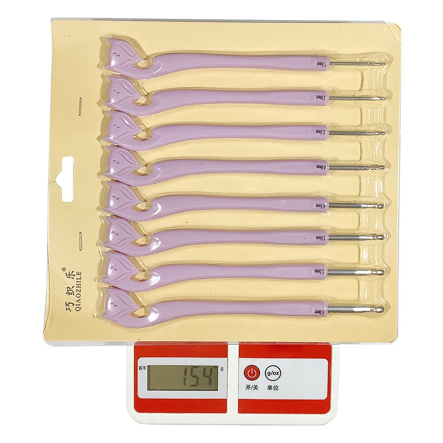 Herramientas de tejer suéter aguja cabeza zorro mango plástico galvanoplastia oro rosa crochet conjunto 8 tarjeta inserción embalaje