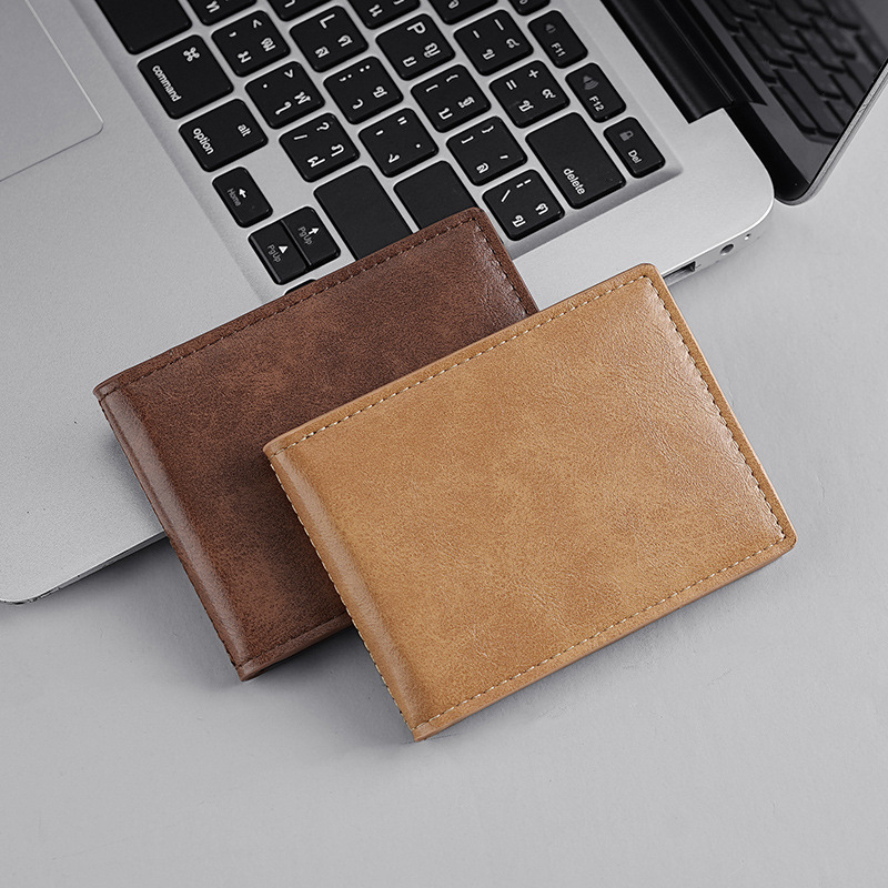 comercio exterior tarjeta de conducir de piel de cera retrógrada bolsa de cuero carnet de conducir bolsa de tarjetas ultra delgadas clip de tarjetas para hombres