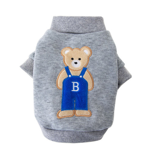 23 New Cat Clothes Cute Bear Round Neck Two-Legged Sweatshirt Blue Cat Kitten Pet Dog Cat Clothing